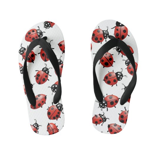 Lieveheersbeestje slippers kinder teenslippers (Voetbed)