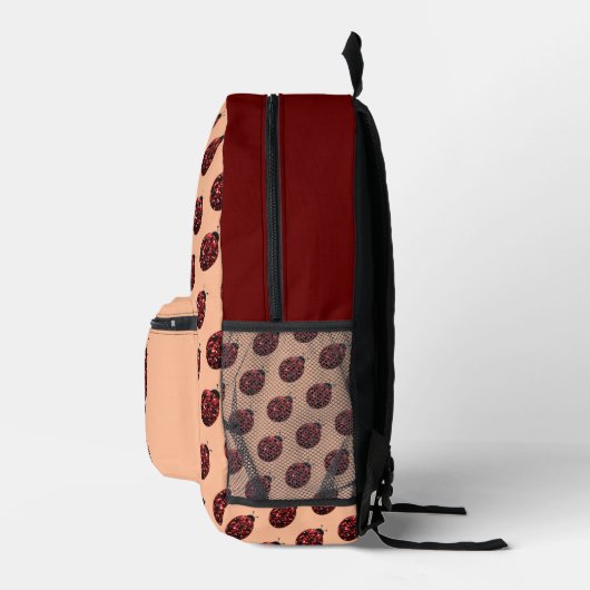Lieveheersbeestje sprankelt rood patroon perzik aa bedrukte rugzak (Rechts)