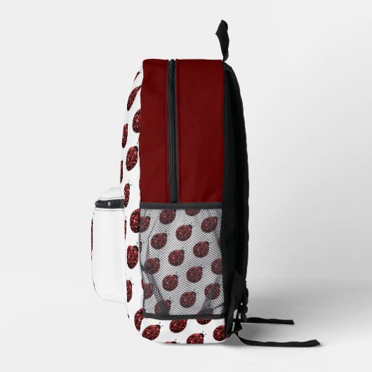 Lieveheersbeestje sprankelt rood patroon wit aange bedrukte rugzak (Rechts)