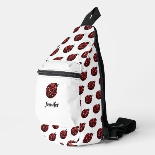 Lieveheersbeestje sprankelt rood patroon wit aange sling bag (Rechterhoek)