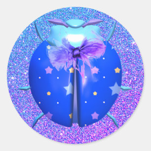 Lieveheersbeestje ster schattige glitter look blau ronde sticker