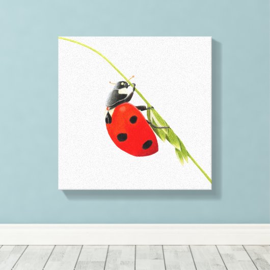 Lieveheersbeestje tekening canvas afdruk (Insitu (Houten vloer))