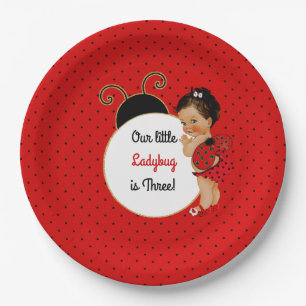 Lieveheersbeestje Thema Baby Meisje Rood & Zwart Papieren Bordje