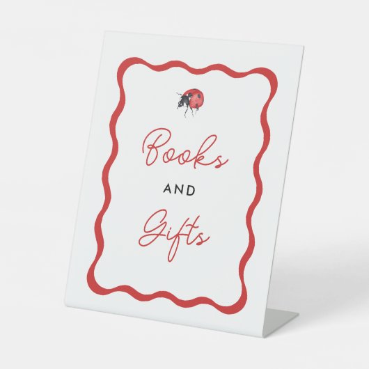 Lieveheersbeestje Thema Feest Boeken en Cadeaus Reclamebord Met Voetstuk (Voorkant)