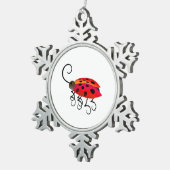 Lieveheersbeestje Tin Sneeuwvlok Ornament (Rechts)