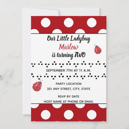 Lieveheersbeestje uitnodiging (Voorkant)