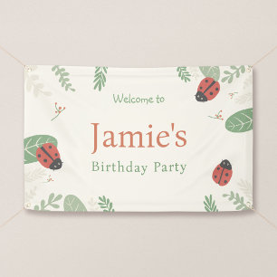 Lieveheersbeestje Verjaardag Kleine Insecten Feest Spandoek