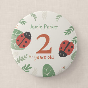 Lieveheersbeestje verjaardagsbadge met aangepaste ronde button 4,0 cm