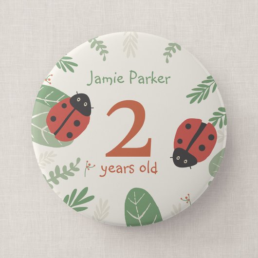 Lieveheersbeestje verjaardagsbadge met aangepaste  ronde button 4,0 cm