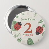 Lieveheersbeestje verjaardagsbadge met aangepaste  ronde button 4,0 cm (Voorkant /achterkant)