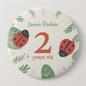 Lieveheersbeestje verjaardagsbadge met aangepaste  ronde button 4,0 cm (Voorkant)