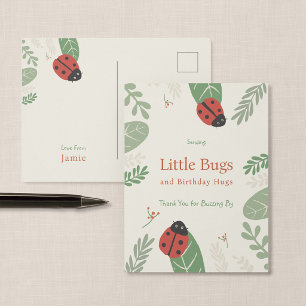 Lieveheersbeestje Verjaardagsfeest Bedankt Briefkaart