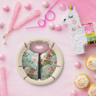 Lieveheersbeestje Victoriaans bloemig roos chintz  Papieren Bordje