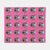 Lieveheersbeestje Victoriaans bloemig roos roze zw Fleece Deken (Voorkant (Horizontaal))