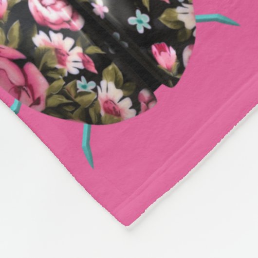 Lieveheersbeestje Victoriaans bloemig roos roze zw Fleece Deken (Hoek)