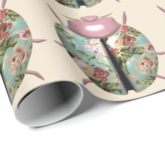 Lieveheersbeestje Victoriaans bloemig roos schatti Cadeaupapier (Rol Hoek)