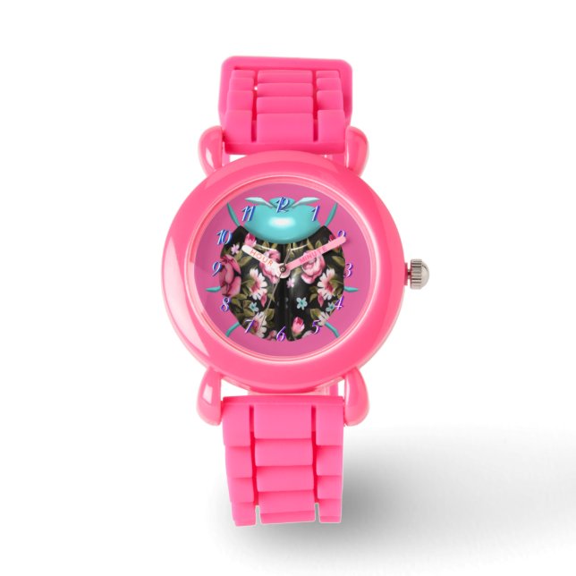 Lieveheersbeestje Victoriaans bloemig  schattig ro Horloge (Voorkant)