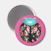 Lieveheersbeestje Victoriaans florale chintz roze Magneet (Voorkant / Achterkant)