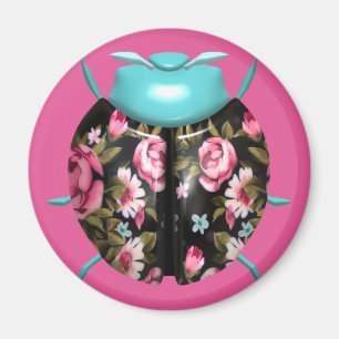 Lieveheersbeestje Victoriaans florale chintz roze  Magneet