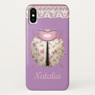 Lieveheersbeestje violet en roos schattig bloemenr Case-Mate iPhone case