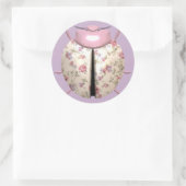 Lieveheersbeestje violet Roos schattig bloemig paa Ronde Sticker (Tas)
