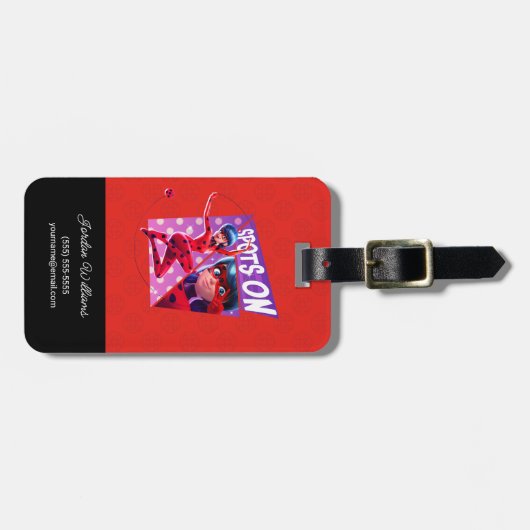 Lieveheersbeestje | Vlekken op Paarse afbeelding Bagagelabel (Voorkant horizontaal)