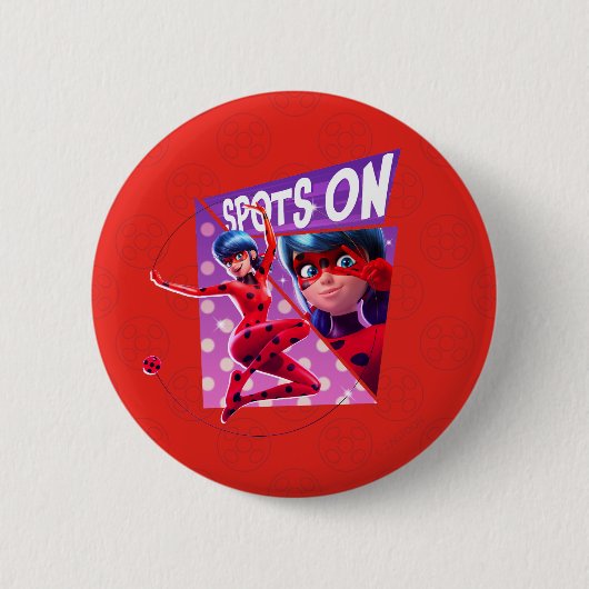 Lieveheersbeestje | Vlekken op Paarse afbeelding Ronde Button 5,7 Cm (Voorkant)