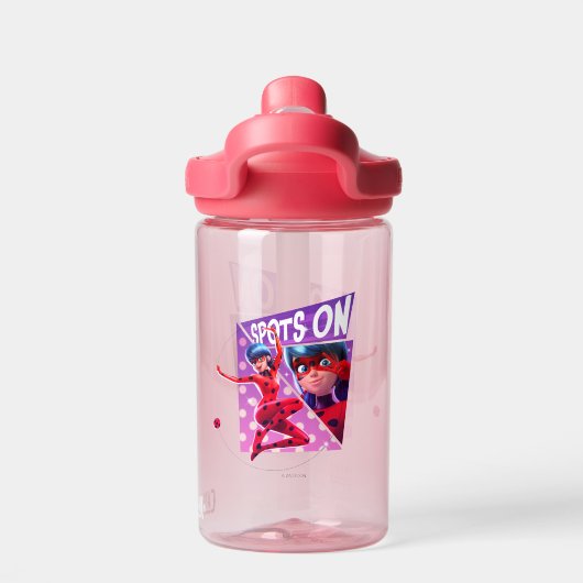 Lieveheersbeestje | Vlekken op Paarse afbeelding Waterfles (Achterkant)