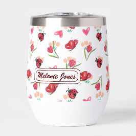 Lieveheersbeestje, vlinder en tulp hartpatroon