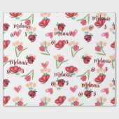 Lieveheersbeestje, vlinder en tulp hartpatroon cadeaupapier (Vlak)