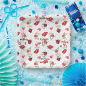 Lieveheersbeestje, vlinder en tulp hartpatroon papieren bordje (Feest)