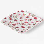 Lieveheersbeestje, vlinder en tulp hartpatroon papieren bordje (Gebogen)