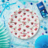 Lieveheersbeestje, vlinder en tulp hartpatroon papieren bordje (Feest)