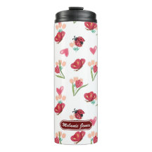 Lieveheersbeestje, vlinder en tulp hartpatroon