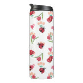 Lieveheersbeestje, vlinder en tulp hartpatroon thermosbeker (Geroteerd rechts)