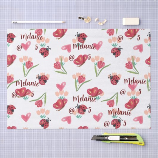 Lieveheersbeestje, vlinder en tulp hartpatroon tissuepapier (Craft)
