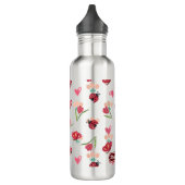 Lieveheersbeestje, vlinder en tulp hartpatroon waterfles  (Links)