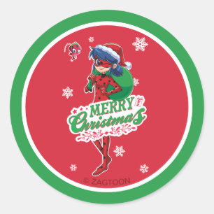 Lieveheersbeestje Vrolijk kerstfeest Ronde Sticker