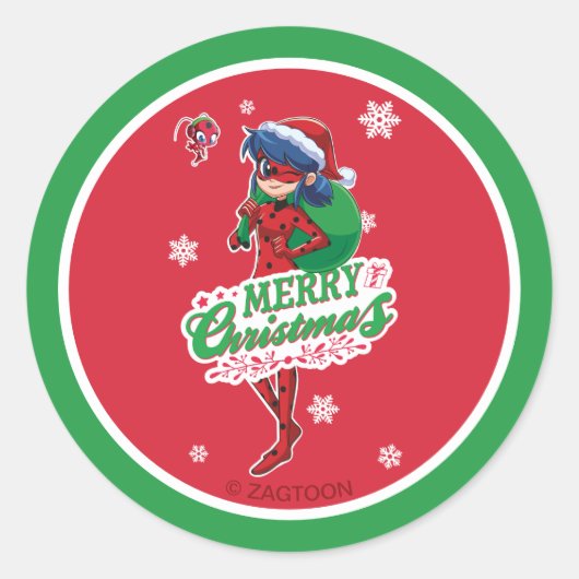 Lieveheersbeestje | Vrolijk kerstfeest Ronde Sticker (Voorkant)