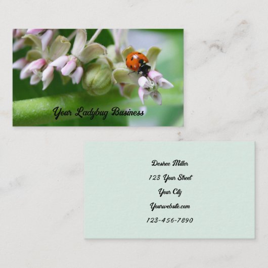 lieveheersbeestje wilde bloemen groen blad visitekaartje (Voorkant / Achterkant)