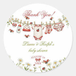Lieveheersbeestje Wildflower Meisje Baby Shower Be Ronde Sticker