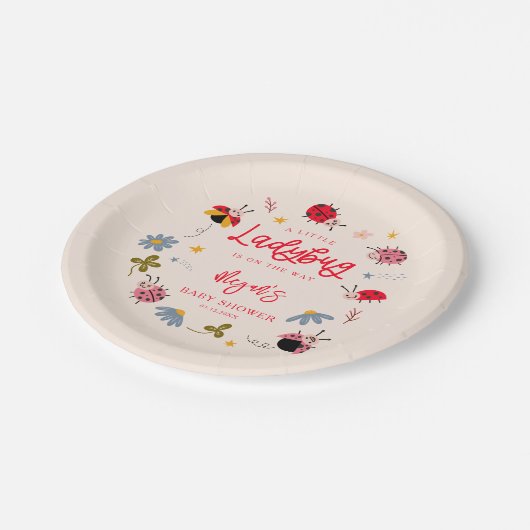 lieveheersbeestje zomer Baby shower Papieren Bordje (Gekanteld)