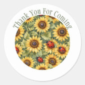 Lieveheersbeestje Zonnebloem Bedankbriefje Ronde Sticker (Voorkant)