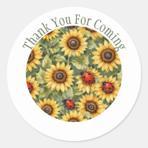 Lieveheersbeestje Zonnebloem Bedankt Favoriet Ronde Sticker