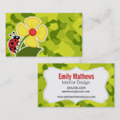 lieveheersbeestje; zuurgroene kamo; camouflage visitekaartje (Voorkant / Achterkant)