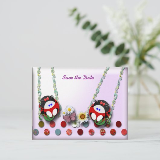 lieveheersbeestjes aankondigingskaart (Staand voorkant)