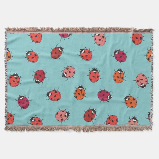 Lieveheersbeestjes, blauwe achtergrond, charmant n deken (Voorkant)