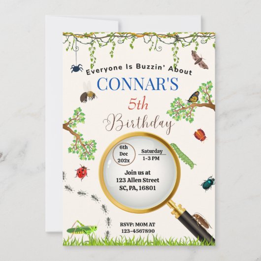 LIEVEHEERSBEESTJES / BUGS NATUUR BUITENVERJAARDAG KAART (Voorkant)