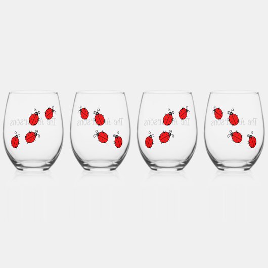 Lieveheersbeestjes Design Wijn Glas Set (Voorkant)