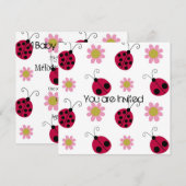 Lieveheersbeestjes en Bloemen Baby shower Kaart (Voorkant / Achterkant)